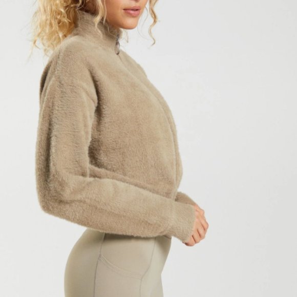 Gymshark Whitney Simmons Eyelash Knit Jacket Tan Brown Extra Large - Picture 2 of 9